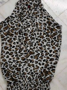 Black leopard print halter neck top