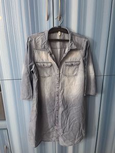 Bare Denim Shirt Dress-XL