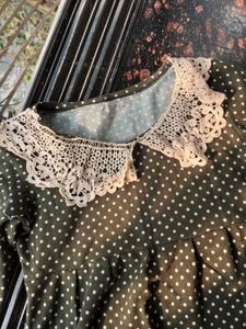Polka Dot Top Lace Collar