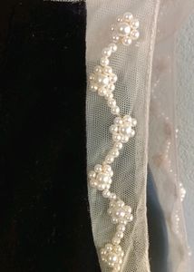Gorgeous Black Velvet With Pearl Dress
