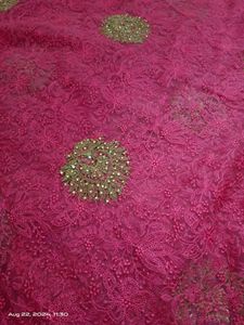 Stunning Rose Thread Work Net Saree