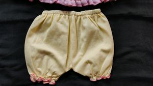 Lemon Yellow And Baby Pink Frock