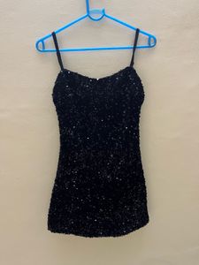 Sparkling Black Sequin Mini Dress