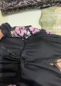 Floral Sleeve Black abaya nakab burkha