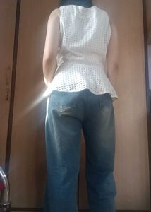 White Peplum Top