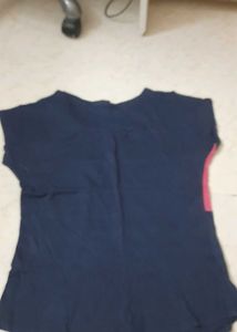 Navy Blue N Pink Strip Tshiirt Casual