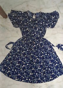 Floral Printed Navy Dress, M