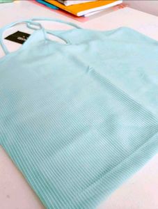 Light Blue Ribbed Tank Top