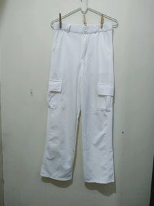 MHK Fashion White Cargo Pant Trousers