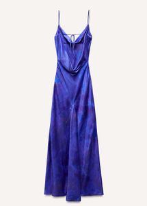 ZARA Long Printed Fishtail Satin Dress