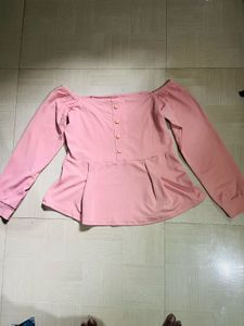 Pink Off-Shoulder Unused Peplum Top