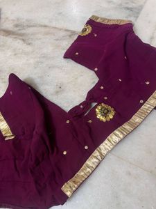 Royal Purple Embroidered Georgette Saree with Gold