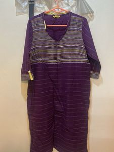 Purple Printed Cotton Kurti