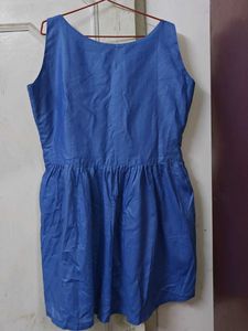 💙 Blue Sleeveless Fit &amp; Flare Cotton Dress