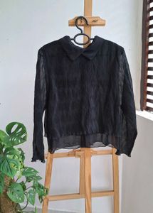 Sheer Black Blouse with Peter Pan Collar