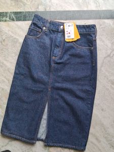 H&amp;M High Waist Dark Blue Denim Skirt