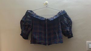 Navy Blue Crop Top Open Shoulder