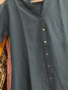 Elegant Teal Button-Down Top