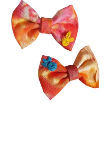 Hair Bow Alligator Clips Hand Embroidered 2