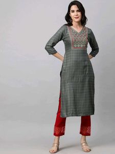New Kurti Grey With Red Flowers 🌹✨