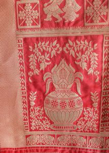 Silk Jackard Red Stole 84&#34; Length, 23&#34;Width