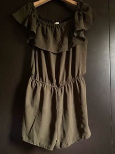 Olive Green Off-Shoulder Romper