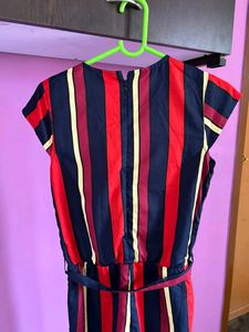 Capsleeves Striped Jumpsuit-Bust Size 32inch