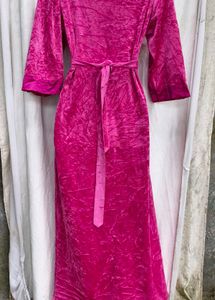 83010. Pink Velvet Wrap Dress