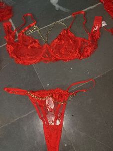 Red Feather Lingerie Set