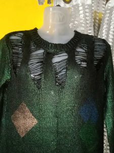 Unique Distressed Knit Sweater dress top