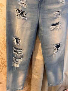 Ripped Denim Jeans- Waist- 34 High Waist