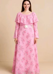 Elegant Pink Floral Maxi Dress