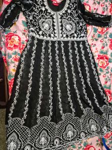 Embroidered Black Anakali With Stylish Duppta