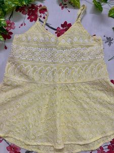 Bohemian Yellow Embroidered Peplum Top