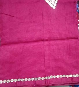 Dark Pink Saree Embellished Fabric