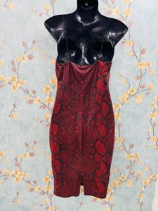 Red Snake Print Dress