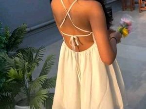 Women's White Backless Mini Dress