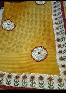 Half Pattern Mustard Yellow 💛 Saree