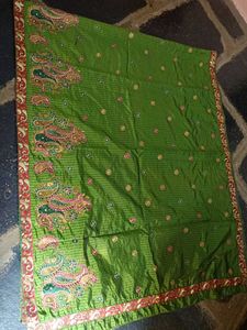 Green Saree, Saree With Embroidery Lace