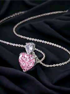 Pink Crystal Heart Pendant Necklace