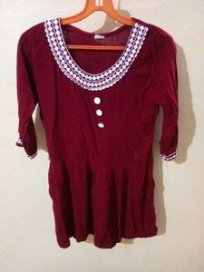 Red Embroidered Top
