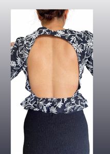 ZARA XS Floral Backless Top