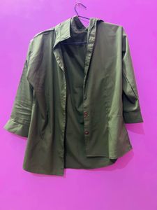 Olive Green Button-Up Shirt