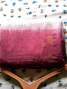 Elegant off white saree with maroon patch