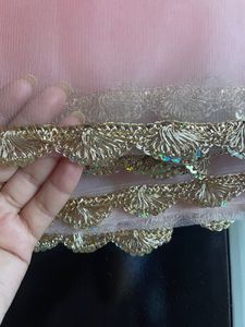 Sangria Pink Solid Net Saree