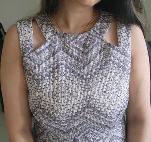 Latin Quarter Sequence Work Allover Grey Dress