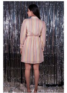 Multi Colour Stripes PrintedShirt Dress