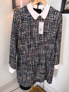 Chic Tweed Dress with Bow Detail