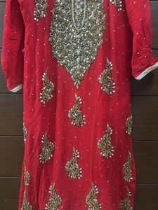 Elegant Red Embroidered Kurta