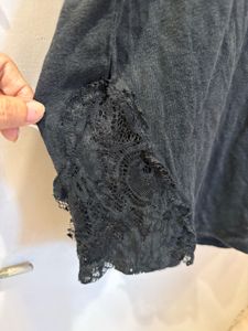H&amp;M Black Lace Trim Top